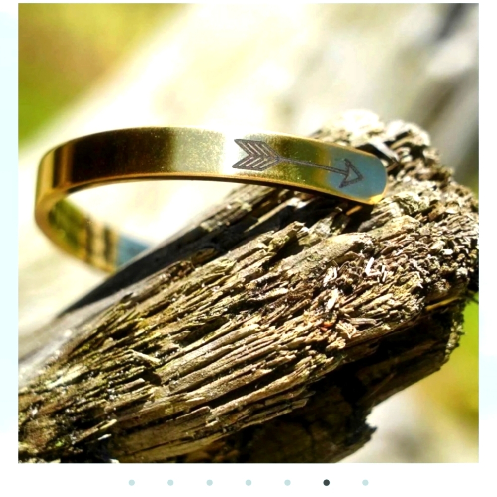 Gold Plated Arrow Cuff Adjustable Bangle Bracelet… - image 2